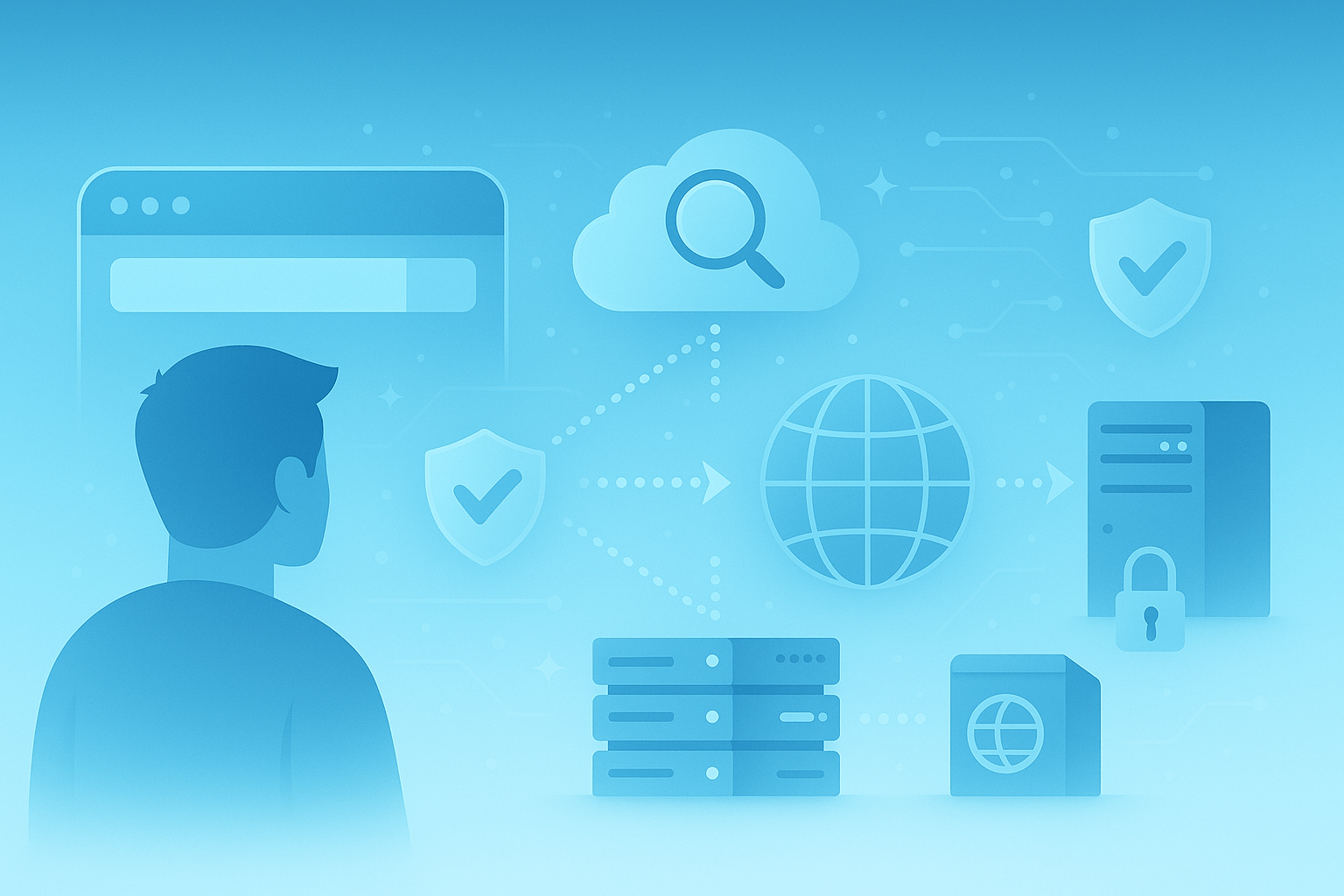 Схема проверки DNS-записей и диагностики домена с использованием сетевых инструментов.